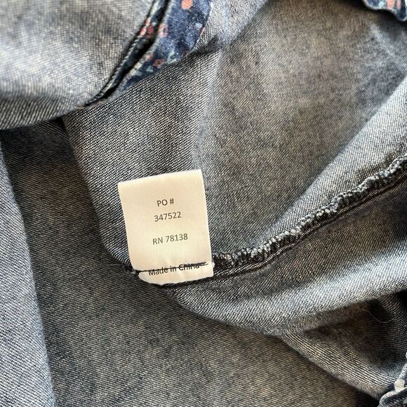 Vermont Country Store Denim Dress Womens Sm Floral Button Front Cottage Prairie - Picture 15 of 15